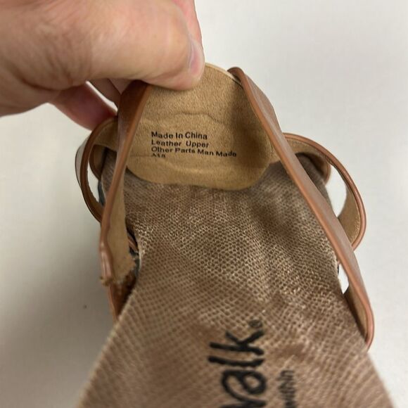 softwalk 8M Tan Brown Leather Slip On Support Soles Comfort Sandals - Picture 7 of 9